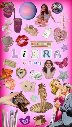 a collage of various items that say libra