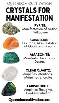 Use these crystals intentionally to design your life according to your desires.The 4x6 inch Barrier Pouch includes:(1) Crystal Info Card(5) Crystals: Pyrite, Carnelian, Amazonite, Clear Quartz and Labradorite. Manifest Crystal, Vibration Quotes, Raising Vibration, Organza Jewelry, Crystals Meanings, Witch Tips, Crystals For Manifestation