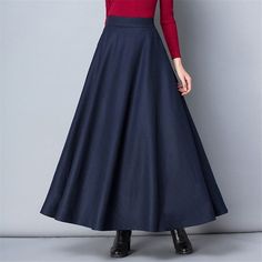 Wool Maxi Skirt, Skirts Winter, Maxi Skirt Winter, Lady Girl, Elastic Waist Skirt, Winter Skirt, Maxi Skirts, Wool Skirts, Casual Work