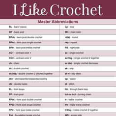 i like crochet and other abbreviations