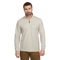 This Chaps Men's Quarter Zip Knit Sweater is designed with a soft knit fabric, a mockneck and ribbed detailing. Style this classic men's sweater with sleek trousers or as an added layer of warmth under your outerwear. Size: L.  Color: Beige.  Gender: male.  Age Group: adult. Casual Half-zip Sweater For Outdoor, Men's Affordable Sweater With Ribbed Cuffs, Mens Half Zip Sweater, High Neck Zip Sweater Men, Tall Sweater, Mens Quarter Zip, Fleece Quarter Zip, Quarter Zip Fleece, Mens 1/4 Zip Sweater