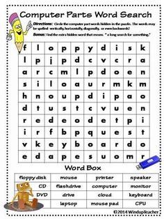 the computer parts word search worksheet