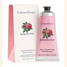 Crabtree & Evelyn. Rosewater Hand Therapy - Brand New In Box. - 100 G / 3.5 Oz. - Intensive Conditioning Cream Leaves Hands Feeling Soft With Each Use Hand & Foot Cream, Macadamia Nut Oil, Crabtree & Evelyn, Hand Therapy, روتين العناية بالبشرة, Foot Cream, Hand Care, Hand Lotion, Rose Water