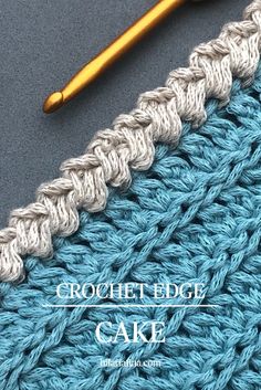 the crochet edge is being worked on with a knitting needle