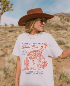 Cowboy Romance t-shirt.  These tees are Comfort Colors and are made to last using premium ringspun cotton, this creates an vintage-soft shirt. The soft-washed, garment-dyed fabric brings extra coziness to your wardrobe while the relaxed fit makes it an excellent daily choice. ✦ 100% Ringspun Cotton ✦ Relaxed fit ✦ Medium fabric ✦ Sewn-in twill label ✦ Eco-friendly, Ethically Made & Sweatshop Free ✦ Printed to order with non-toxic ink ✦ Durable and Long-lasting ✦ Shirts are pre-shrunk but may shr Desert Woman, Cowboy Romance Books, Romance Book Club, Book Club Shirt, Western Books, Cowboy Romance, Romance Reader, The Only Exception, Lone Ranger