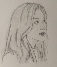 a drawing of a woman with long hair