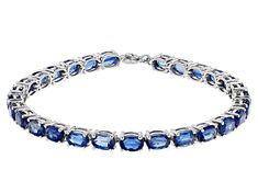 14.07ctw Oval Kyanite Rhodium Over Sterling Silver Bracelet. Measures Approximately 0.18"W. Spring Ring Closure. Formal Oval Diamond Bracelet With Polished Finish, Classic Oval Sterling Silver Bracelet With 17 Jewels, Oval Sterling Silver Bracelet Fine Jewelry, Oval Sapphire Tennis Bracelet With 17 Jewels, Classic Sterling Silver Gemstone Bracelet For Formal Occasions, Classic Sterling Silver Bracelet With Oval Gemstone, Oval Sterling Silver Bracelet, Oval Diamond Cut Bracelets In Fine Jewelry, Oval Gemstone Tennis Bracelet In Fine Jewelry Style