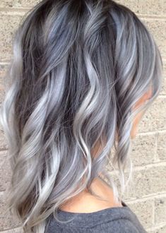 Silver Gray Hair Color, Silver Gray Hair, Silver Ombre Hair, Grey Hair Color Silver, Ombre Hair Color Ideas, Gray Hair Color Ideas, Grey Ombre Hair, Gray Hair Color, Dyed Hair Purple