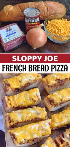 sloppy joe french bread pizza with cheese on top