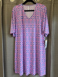 #ad Premium Quality Lulu B XL V-neck Dress Half Sleeve White Pink Periwinkle Upf50, Fashion Women's Dresses Dress Half Sleeve, Half Sleeve Dresses, V Neck Dress, Half Sleeve, Upf 50, Half Sleeves, Formal Event