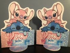 two cards that have been made to look like cartoon characters with the words go boy on them