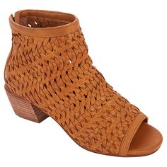 Lucky Brand Mofira Leather Woven Shootie  Rich, top-quality braided leather, a chunky heel and comfortable padded footbed bring this stylish shootie from workday to date night. Woven Leather Block Heels, Leather Low Heel With Woven Sole, Leather Heels With Woven Sole And Low Heel, Brown Woven Leather Heels, Brown Synthetic Heels With Woven Leather, Brown Synthetic Woven Leather Heels, Woven Leather Heels With Round Toe, Fashion Shoes Heels, Leather Weaving