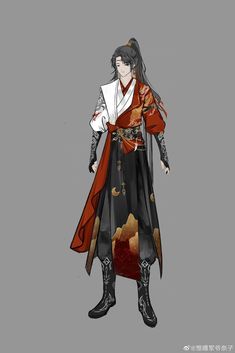 Chinese Warriors Art, Chinese Outfits Drawing Male, Japanese Royalty Clothing Male, Inazuma Outfits Genshin Male, Traditional Chinese Male Outfit, Chinese Historical Fashion Men