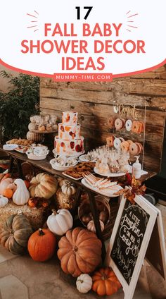 fall baby shower decor ideas with pumpkins and other decorations