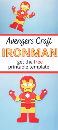 the avengers craft ironman printable template is shown