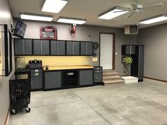 the garage is clean and ready to be used for work or other things in the house