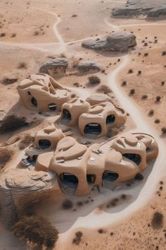 an aerial view of a desert like area