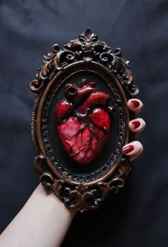 Diy Anatomical Heart, Anatomically Correct Heart Painting, Gothic Art Deco Home Decor, Goth Valentines Decor, Gothic Resin Art, Earthy Gothic Decor, Whimsical Goth Decor, Gothic Gift Ideas, Moody Valentines Day Decor