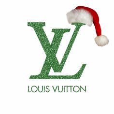 the louis vuitton logo with a santa hat on it