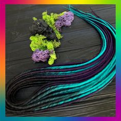 Get ready for a head full of thin, colorful and lightweight synthetic dreads! These versatile dreads are perfect for achieving a natural, bohemian look without the long-term commitment of traditional dreadlocks. LENGTH : 50-60cm (19.6-23.6") COLOURS :  - Black -> turquoise  - Black -> dark purple  THICKNESS: 6-7 mm ✏️ YOU CAN CHOOSE:  DE - double ended dreads. And it will be a good choice if you want to have big dreads.  SE - single ended dreads. Usually use as extensions to real dreads, or for Purple Dreadlocks, Shaved Sides And Back, Fake Hair Extensions, Natural Bohemian, Fake Hair, Black Turquoise