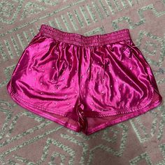 Metallic Hot Pink Shorts With Rhinestones. Some Rhinestones Missing But Not Totally Noticeable. Elastic Waistband. Never Worn Hot Pink Shorts, Pink Y2k, Pink Lip Gloss, Festival Looks, Pink Shorts, Pink Lips, Things To Buy, Pink Ladies, Cool Things To Buy