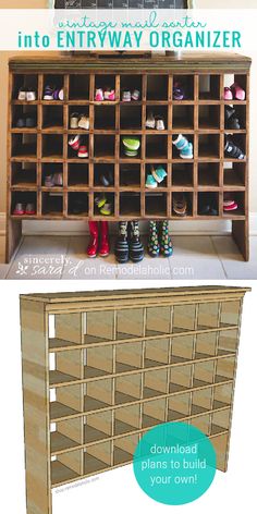 the diy shoe rack is made from an old dresser and has been turned into a storage