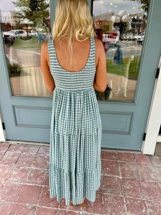 Smocked Bodice Gingham Maxi Dress. Gingham Dress, Dress Maxi, Maxi Dress Blue, Vest Jacket, Smocking, Jumpsuit Dress, Gingham, Jumpsuit Romper, Bodice