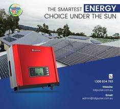 an advertisement for the smartest choice under the sun, with solar panels and trees in the background