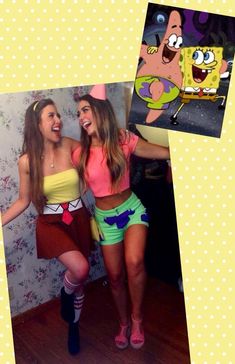 Spongebob Diy Costume Women, Dip Halloween Costume Ideas, Womens Spongebob Costume, Spongebob Halloween Costumes Women, Halloween Duos Best Friends Costume Ideas, Spongebob And Patrick Couple Costume, Patrick And Spongebob Costume, Spongebob And Patrick Halloween Costumes, Halloween Costumes Spongebob