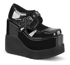 Heart Shaped Spider Web, Hologram Shoes, Demonia Boots, Vegan Heels, Alternative Shoes, Mary Jane Platform Shoes, Demonia Shoes, Mary Jane Wedges, Black Platform Shoes