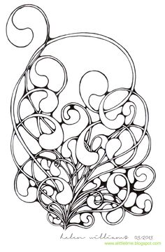 a black and white drawing of flowers with swirls on the petals, in an abstract manner