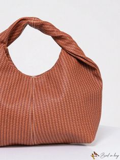 BirdinBag - Two Tone Striped Hobo Bag with Twist Handle Versatile Brown Hobo Bag With Braided Handles, Brown Baguette Bag With Braided Handles For Everyday, Brown Top Handle Hobo Bag For Errands, Versatile Brown Bag With Braided Handles, Braided Handles Pouch Shoulder Bag For Shopping, Brown Handheld Hobo Bag With Braided Handles, Brown Pouch Bag With Braided Handles, Hobo Bag With Braided Handles, Brown Hobo Bag With Handles For Errands