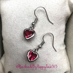 Earrings made of sparkling Raspberry pink hearts on silver colored nickel free wire hooks. Valentine's Day gift idea * Lovely gift idea for special festivities, such as Valentine's Day,     Mother's Day or also as giveaways for weddings and birthdays. ** I make to order and look forward to you inquiries and requests. Please don't hesitate to contact me **