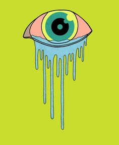 an eye with dripping paint on it