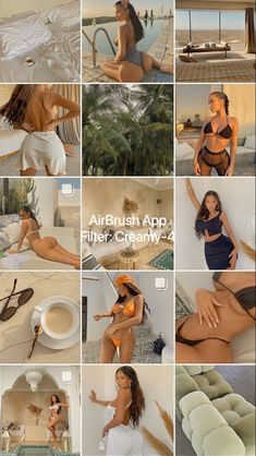 many different pictures of women in bathing suits and bikinis, with the caption airbrush app