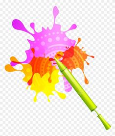 colorful paint splashing on the ground with a green brush, hd png clipart