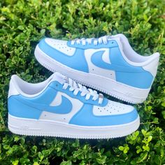 Custom Painted Nike Air Force 1s Single Color Design Hand Painted With Angelus Leather Paint Sealed And Finished With Angelus Finisher Waterproof & Scratch Resistant Colors Can Be Adjusted All Sizes Available (Men’s, Women’s & Kids) Processing Time : 2-3 Weeks Follow And Dm My Custom Sneakers Ig: @_lacedbylee For $30-50 Discount Cool Shoes Converse, Painted Air Force 1 Ideas, Painted Walmart Shoes, Nike Shoes For Kids, Nike Air Force 1 Blue, Blue Air Force 1, Painted Nike Air Force, Nike Azul, Blue Nike Air Force