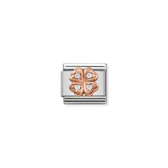 Nomination Classic 9ct Rose Gold Clover CZ Charm - Rococo Jewellery Pandora Accessories, Unode50 Jewelry, Rose Gold Charms, Clover Charm, Classic Bracelets, Jewelry Show, Four Leaf, Bracelet Collection, Leaf Clover