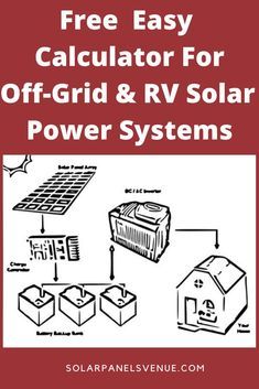 the solar power system is shown with text that reads free easy calculator for off grid and rv solar power systems