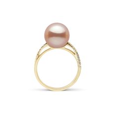 The gracefully curved solid gold and diamond band elegantly supports the lustrous 10.0-11.0 mm pink to peach Freshadama freshwater pearl. Freshadama pearls are sorted highest .01% of the freshwater pearl harvest each year. These pearls are exceptionally difficult to collect, and we've been proudly offering them for decades through our exclusive partnerships in Asia. With less than 5% deviation from a perfectly round shape, these pearls rival the finest saltwater pearls.By purchasing these pearls Pearl Cluster Ring, Golden South Sea Pearls, Oyster Pearl, Pearl And Diamond Ring, Pearl Cluster, Sea Pearl, Sea Pearls, Pearl Types, South Sea Pearls