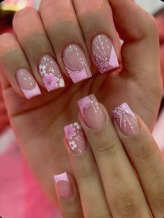 Fancy Nails Designs, Cute Acrylic Nail Designs, Color Nails, Nails For Kids, Pretty Nail Art, Pink Acrylic Nails