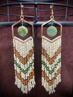 the earrings are made with beads and stones