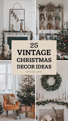 vintage christmas decor ideas with text overlay