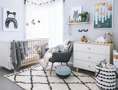 a baby's room with an animal themed crib