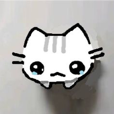 a white cat with blue eyes is shown on a wall in the shape of a sticker