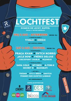 the poster for lochifest is shown in blue and white, with an image of a