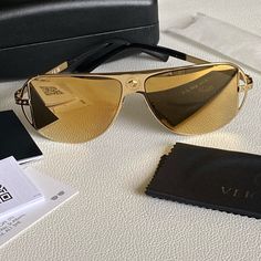 Brand New Versace Pilot Men’s Sunglasses.Lens Width: 57mm,Lens Bridge: 13 Mm, Arm Length: 140mm.100% Uv Protection.Frne Material: Metal.Frame Color: Gold.Lenses Type: Brown Mirror Gold.Rim Style: Full Rim.Made In Italy Unisex Luxury Gold Aviator Sunglasses With Anti-reflective, Luxury Gold Wayfarer Sunglasses, Luxury Aviator Sunglasses With Gradient Lenses For Outdoor, Luxury Aviator Sunglasses For Outdoor, Mens Glasses Fashion, Brown Mirror, Versace Gold, Mirror Gold, Versace Accessories