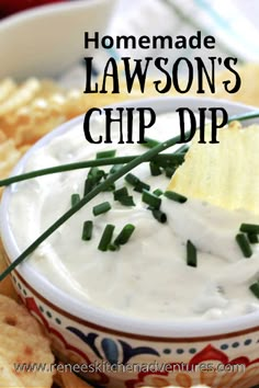 homemade lawson's chip dip in a bowl with crackers