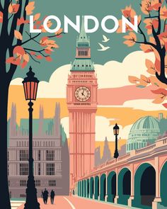 Paint by Numbers - Travel Poster London 2 Vintage London Poster, London Retro Poster, Travel Vintage Poster, London Poster Vintage, England Illustration, Paris Travel Poster, London Illustration, London Travel Poster, London Art Print