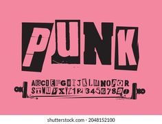 the word punk is written in black and pink